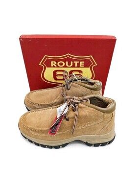 Vintage 90s Route 66 Tan Suede Chukka Boots Mens Size 9 NOS Outdoor Lug Sole